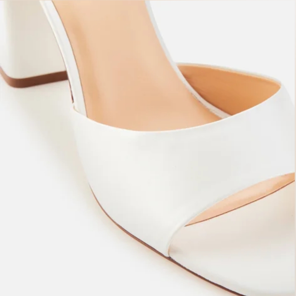 BY FAR Women's Juju Pearl Shine Leather Heeled Mules - White Pearl Shine